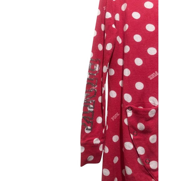 Victoria Secret Y2K 00s Polka Dot One Piece Pajama Medium Thermal Bling Sequins - Picture 14 of 16